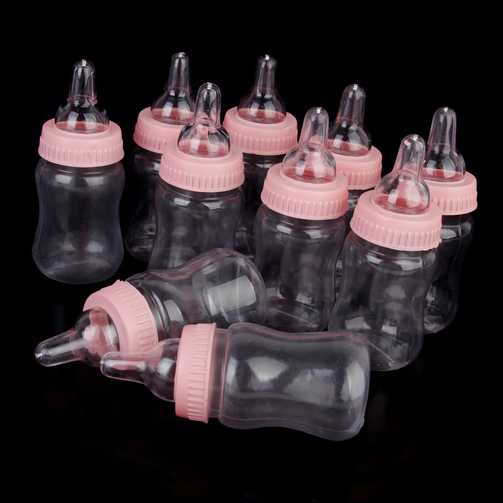 12x Milk Bottles Baby Shower Christening Favors Party Decor Girls Boys Pink | Дом и сад