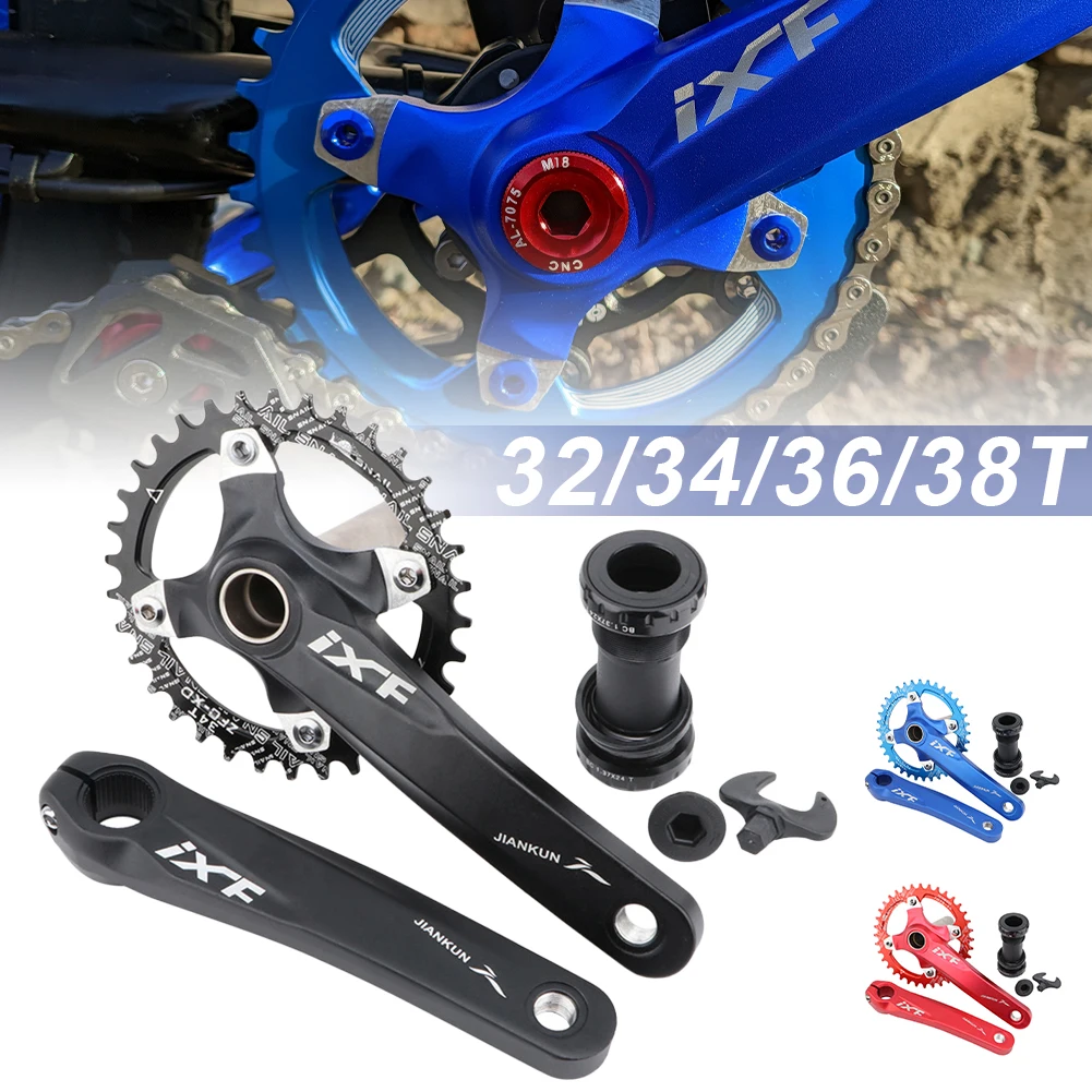 

MTB Mountain Bike Hollow Integrated Crank IXF Modified Single Disc 104BCD 32T 34T 36T 38T Crankset Bottom Bracket Bicycle Parts