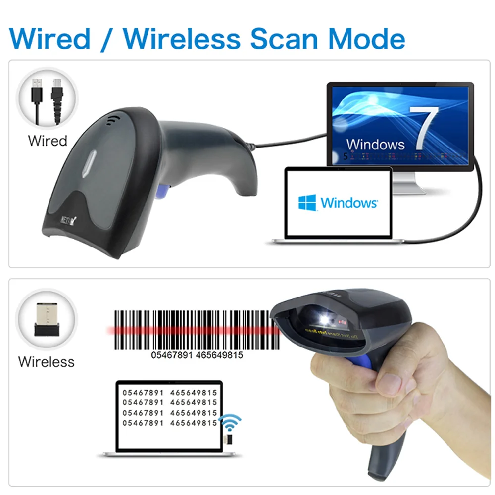 Проводной сканер штрих кода NETUM W6 W3 CCD (2 4 ГГц беспроводной и проводной USB) для