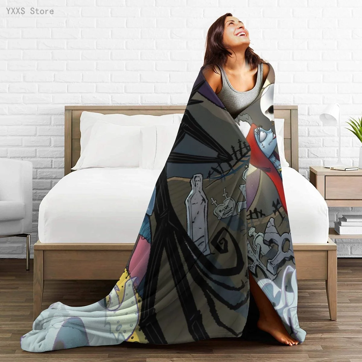

Nightmare Before Christmas Jack Sherpa Blanket Warm Super Soft Flannel Office Nap Bedspread Sofa Bedding Plush Quilt Plaids 116