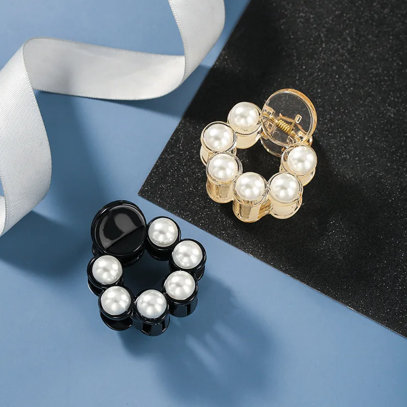 Заколка краб для волос Мини Круглая шпильки с жемчугом женщин и девочек