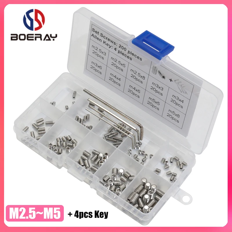 200 шт. винты из нержавеющей стали с шестигранной головкой набор винтов 4