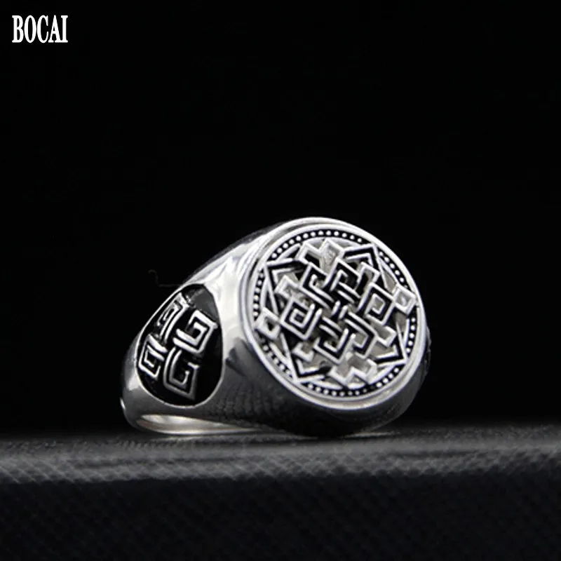 Новинка мужское кольцо BOCAI из тайского серебра 100% пробы с переводной тарелкой