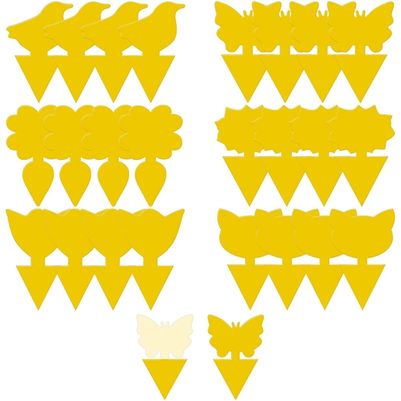 

24 шт. желтых липких ловушек для мыши, подходит для дома и улицы, для борьбы с вредителями, Ловушки для насекомых с фруктами для растений