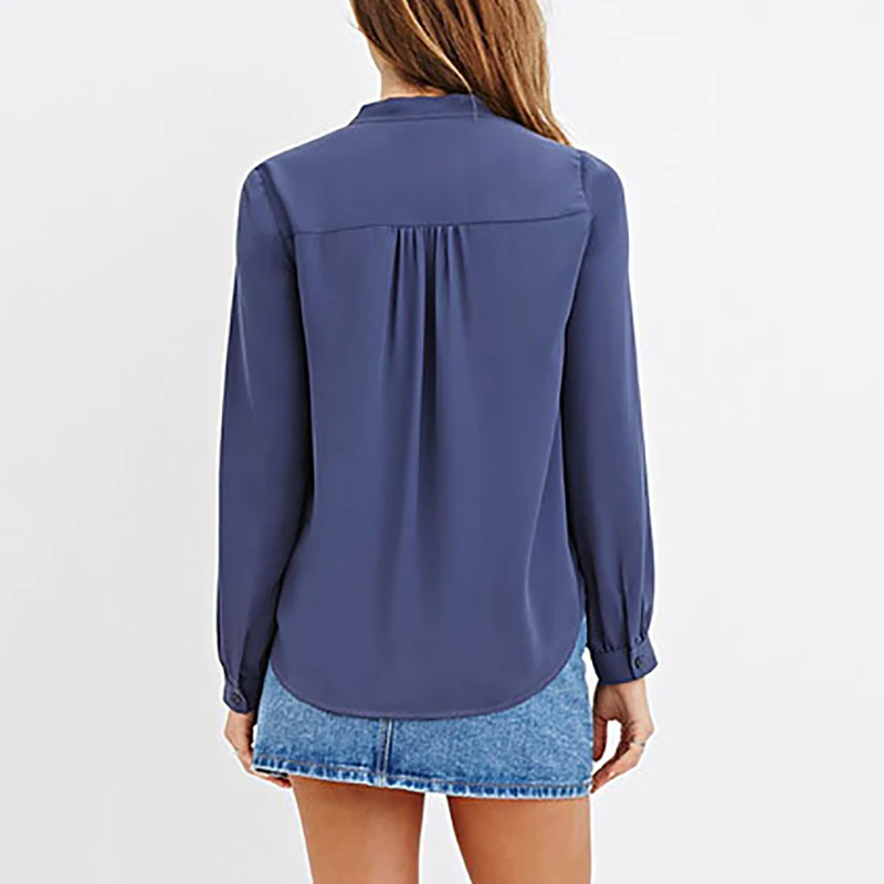 Весенняя женская шифоновая блузка с длинным рукавом и бантом элегантные офисные