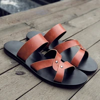 italian for men sandals slippers genuine leather 2019 summer beach outdoor walking shoes mens roman close toe handmade