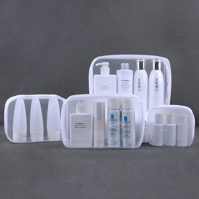 Travel Transparent Cosmetic Bag PVC Women Zipper Clear Makeup Beauty Case Make Up Organizer Storage Bath Toiletry Wash Bag