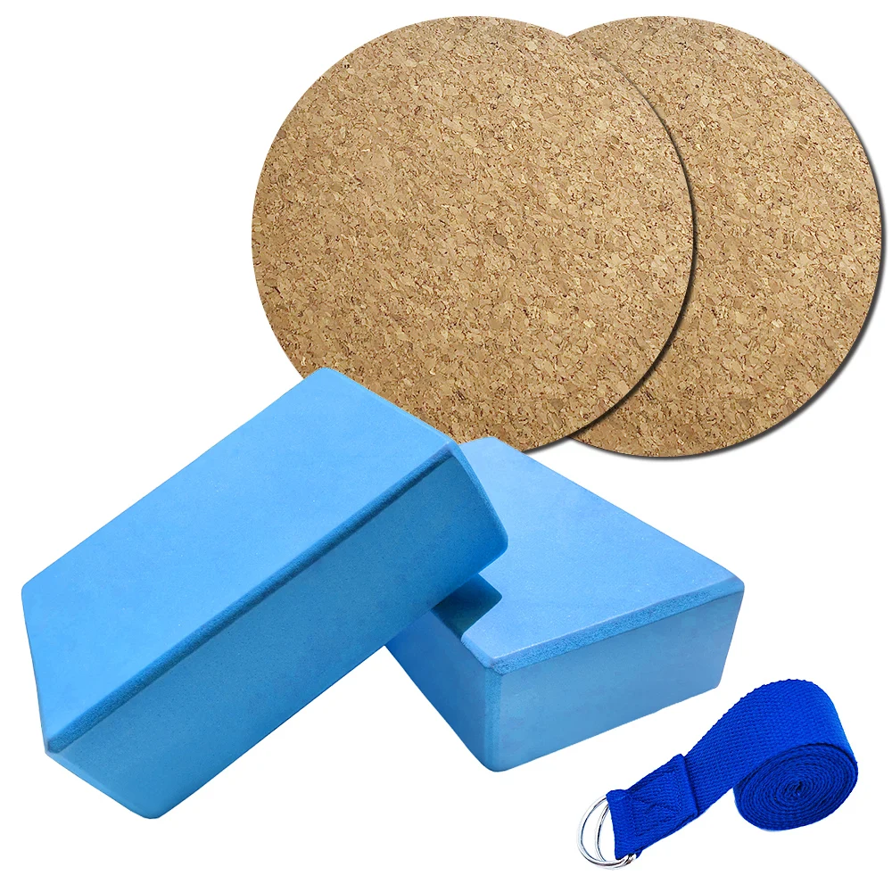 Комплект оборудования для йоги из 5 предметов блоки ЭВА хлопковый