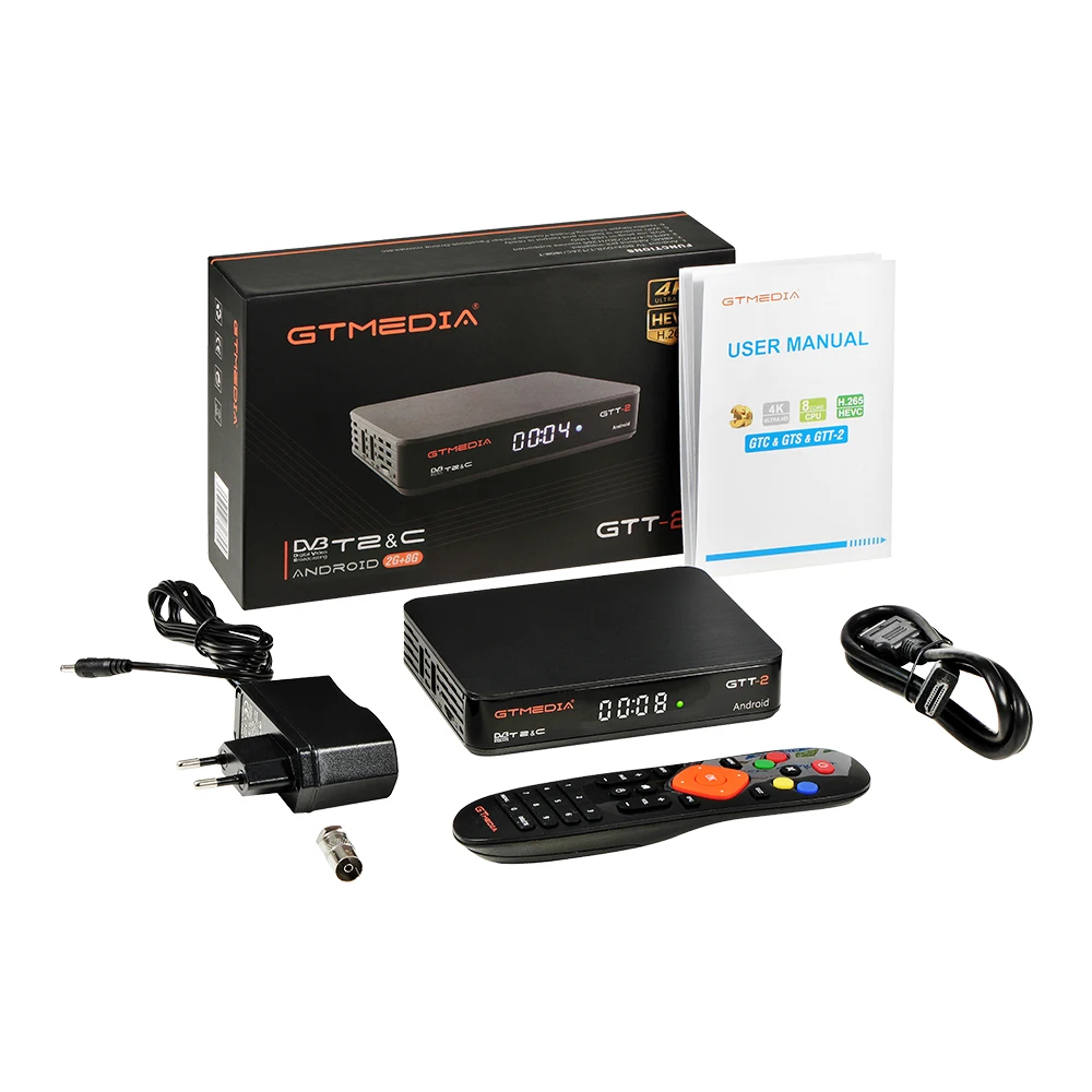 

GTMEDIA GTT2 Android 2G+8G 1080P 6.0 TV BOX DVB-T/T2/Cable Built-in Wifi 2.4G Support Youtube GTPlayer WiFi TV Receiver