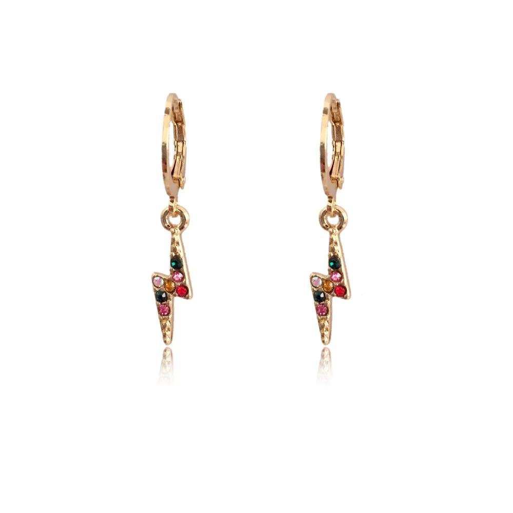 Золотая радужная разноцветная Цветной камень осветление Flash очарование серьги в