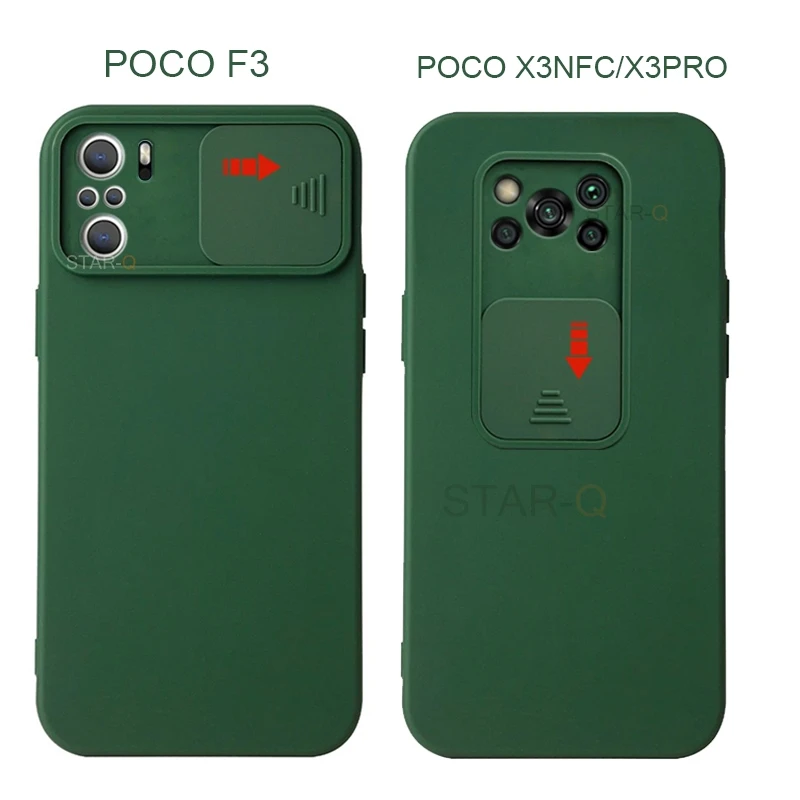 slide camera lens protector liquid silicone phone case on for xiaomi mi poco x3 pro x 3 nfc 2020 f3 5g x3pro soft back cover free global shipping