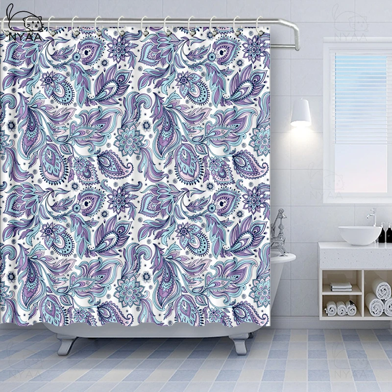 Штора для душа серая королевская темно-серая и черная дамастский винтажный узор