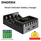 Умное зарядное устройство PHOMAX с 4-мя слотами для защиты от короткого замыкания, со светодиодным индикатором для перезаряжаемых батарей AAAAA Ni-MHNi-Cd