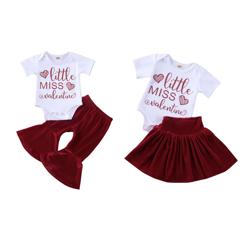 2020 наряды для маленьких девочек одежда на День святого Валентина комбинезон с