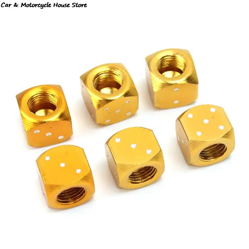 

1Pair Gold Aluminum Auto Wheel Stem Tyre Air Valve Dustproof Cap Dice Tire Tyre Valve Caps Bike MTB Truck Tire Valve Dust Cap