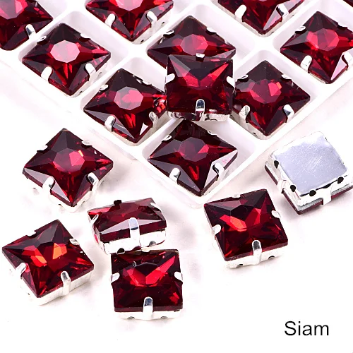 Siam Квадратные много цветов стеклянные стразы шьют на стразы с коготь Flatback лучшие стеклянные стразы пришить на коготь из стразов для одежды B3467 - Цвет: Siam