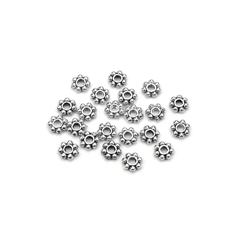 100 шт./лот 6 мм сплав металла античный серебряный цвет разделители бусины