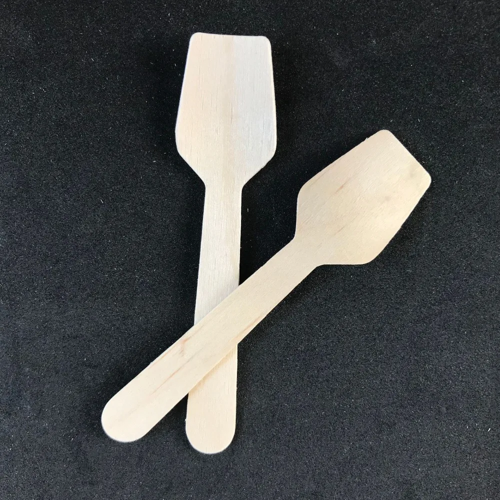 100pcs Disposable Healthy new wooden cake spoon Smooth Natural Ice Cream Spoons Dessert kid spoon for Yogurt mini small spoon