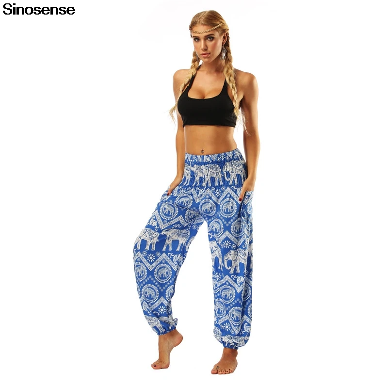 

2020 Sporty Dance Harem Pants Womens Plus Hippie Bohemian Elephant High Waisted Pants Pockets Casual Loose Harem Trousers