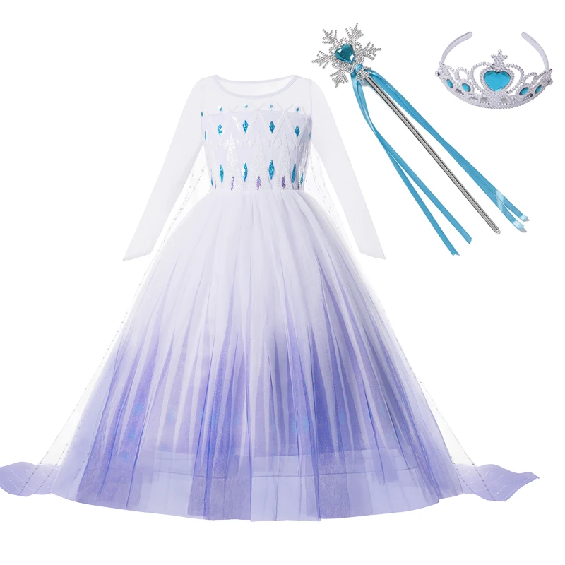 Frozen Disney Elsa Anna 2 Dress Girls Princess Carnival Party Halloween Cosplay Costume Snow Queen Vestido Children Clothing |