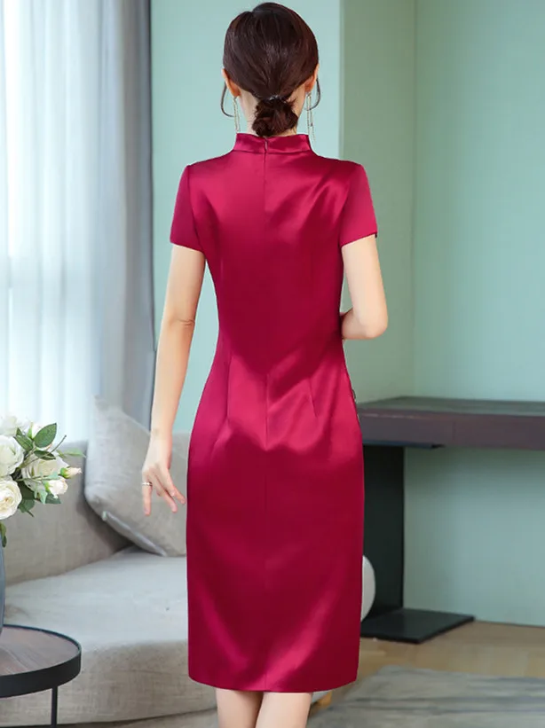 Винно красные вечерние платья Qipao с вышивкой в современном дизайне|qipao design|red