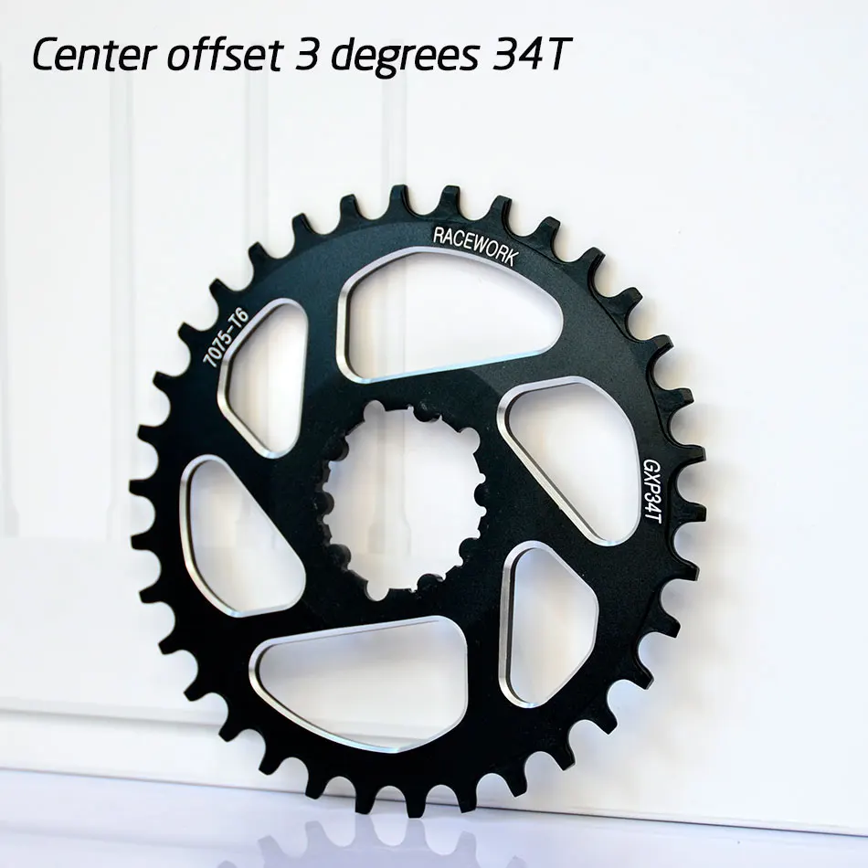 3 degrees 34T Freies deliv RACEWORK Fahrrad Kettenblatt 32 34 36 38t Engen Breite Fahrrad Kettenblatt Pelz GXP XX1 XO CNC AL7075 kurbelFahrrad - Цвет: 3 degrees 34T