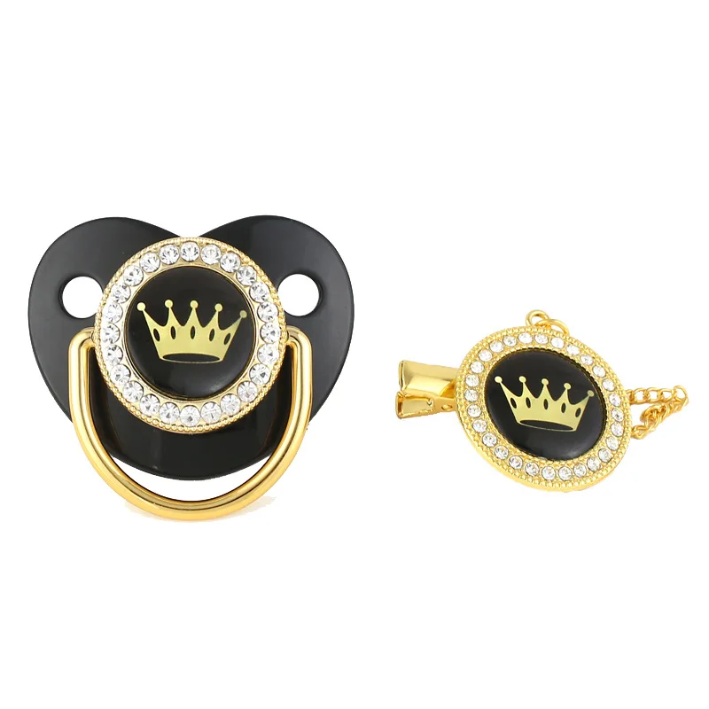 

Baby Pacifier and Pacifier Clips BPA Free Silicone Infant Nipple Gold Bling Newborn Dummy Soother Baby Shower Gifts