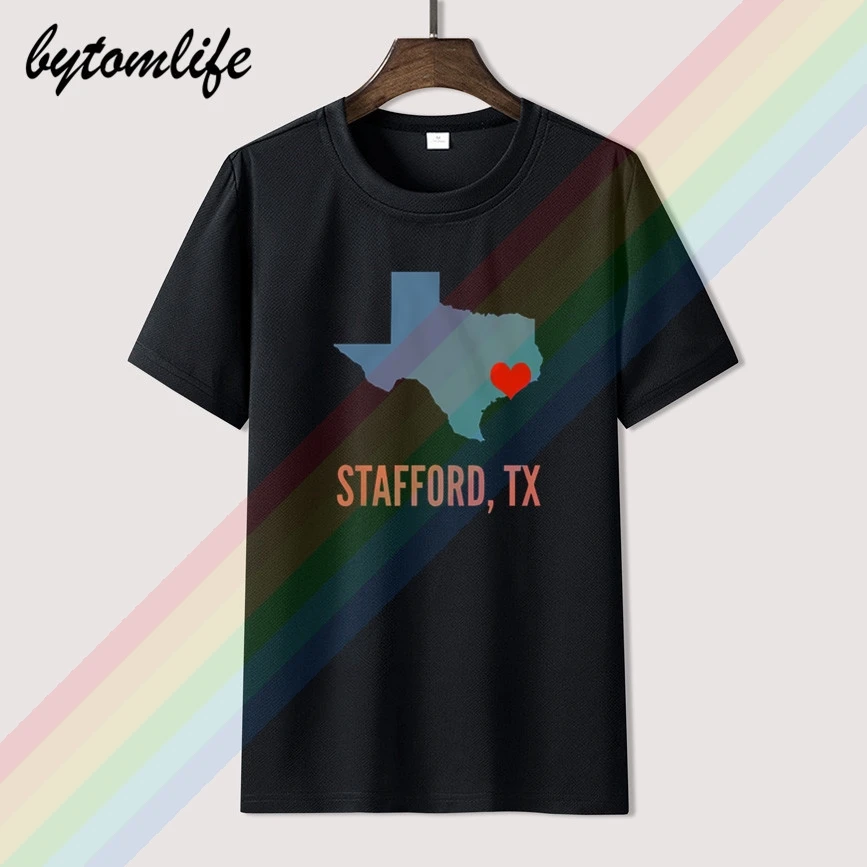 

2021 fashion summer cool t-shirt STAFFORD TX love print Summer Print Black T Shirt Tees Amazing Short Sleeve Unique Men Tops