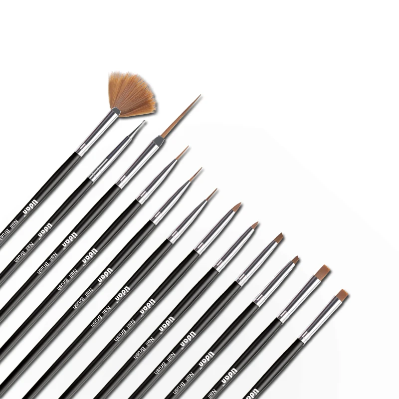 10 шт./компл. кисть для дизайна ногтей Лаки вентилятор плоская кристальная картина