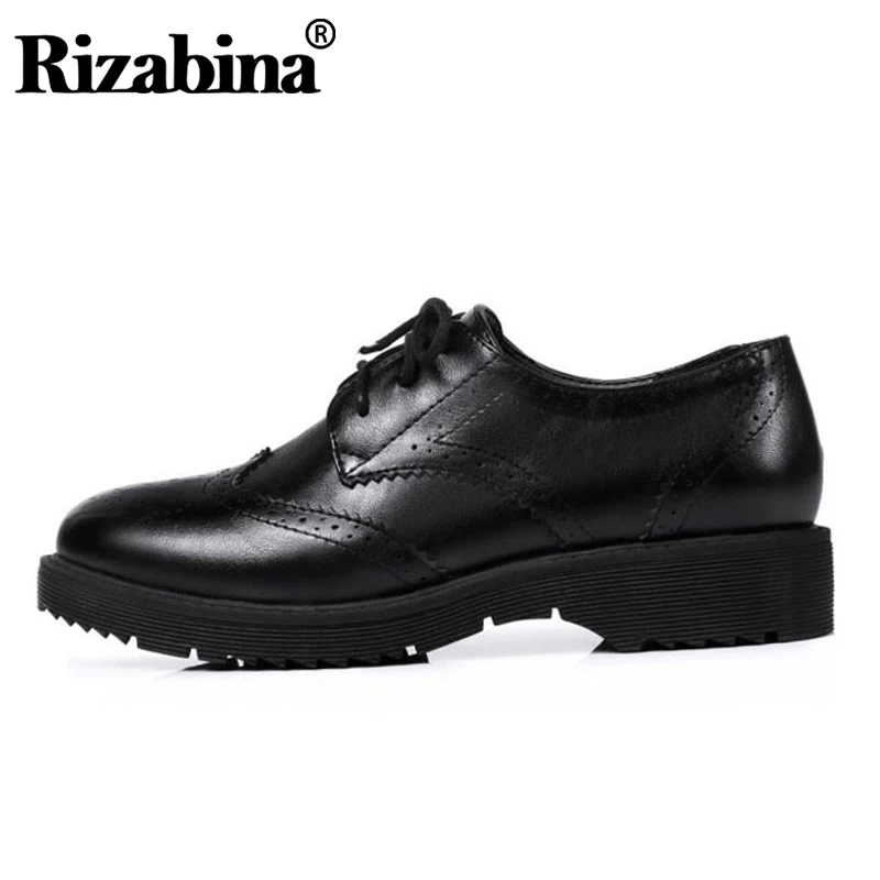 RIZABINA/Женская обувь на плоской подошве с перфорацией типа броги Осенняя круглым