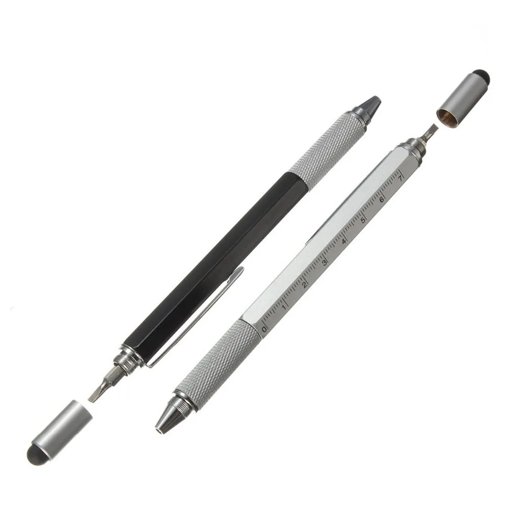 

1pcs/lot Ballpoint Pen Screwdriver Ruler Spirit Level With A Top And Scale Multifunction 6 In 1 TabletTouch Screen Stylus Pen