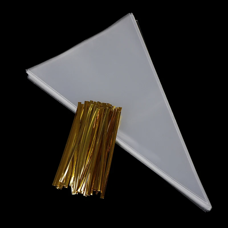 100x прозрачные пластиковые конические целлофановые пакеты прозрачный мешок