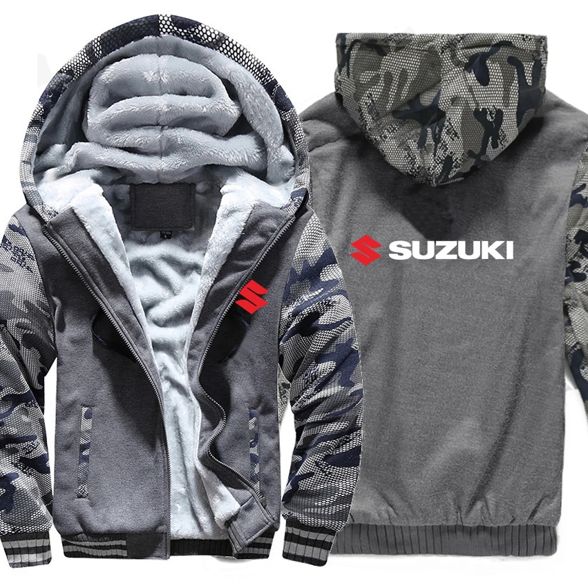 Мотоцикл Suzuki толстовки Зимний камуфляжный чехол куртка для мужчин флис Suzuki мужские толстовки