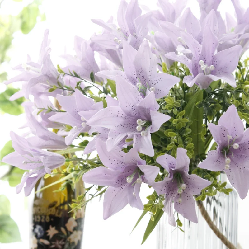 7 head Pearl Lily Artificial Silk Flower Bouquet Wedding Bridal Holding Flowers Christmas Home Party Decoration Fake | Дом и сад