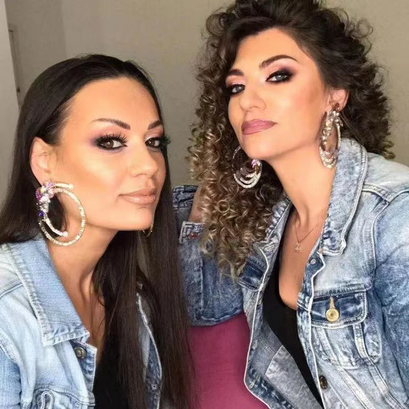 

New Design Stylish Women Hoop Earring AB Mixed Color Engagement Wedding Party Big Round Circle Versatile Female Earrings