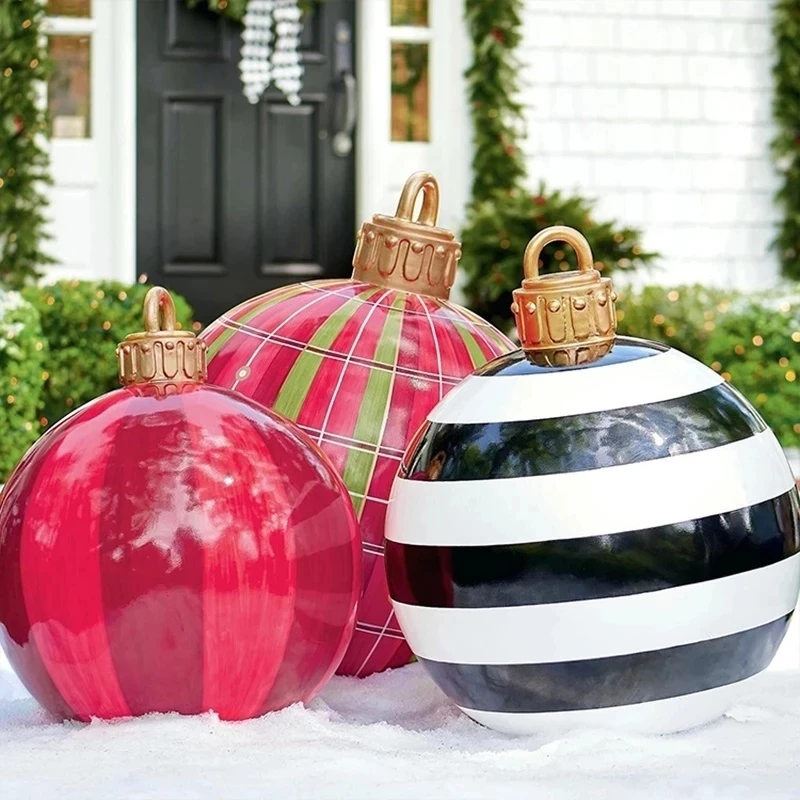 

VIP Christmas Ornaments Balls 60CM Outdoor Christmas Inflatable Decorated Ball Made PVC Large Ball Tree Decor Holiday Toy Balls