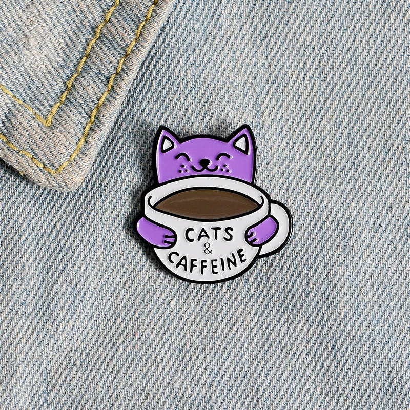 

CATS&CAFFEINE purple pin brooch badge personality lapel cartoon pin accessories clothes bag hat jewelry gift for children