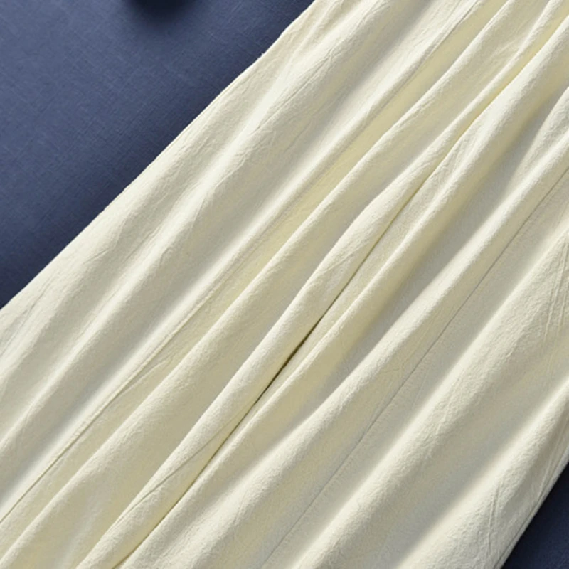 

Casual Style Cotton Linen Women Pants 2021 Spring Summer New Elastic Waist Solid Color Women Vintage Wide Leg Pants