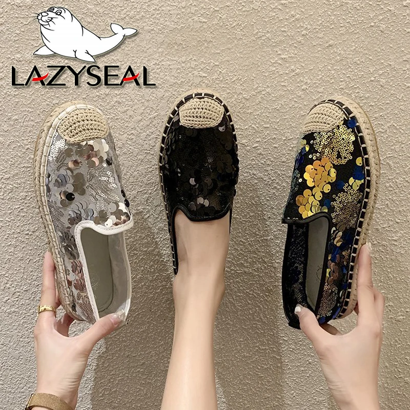 

Женские мокасины на плоской подошве LazySeal, льняные, с круглым носком, удобные, из конопли, на плоской подошве, для осени