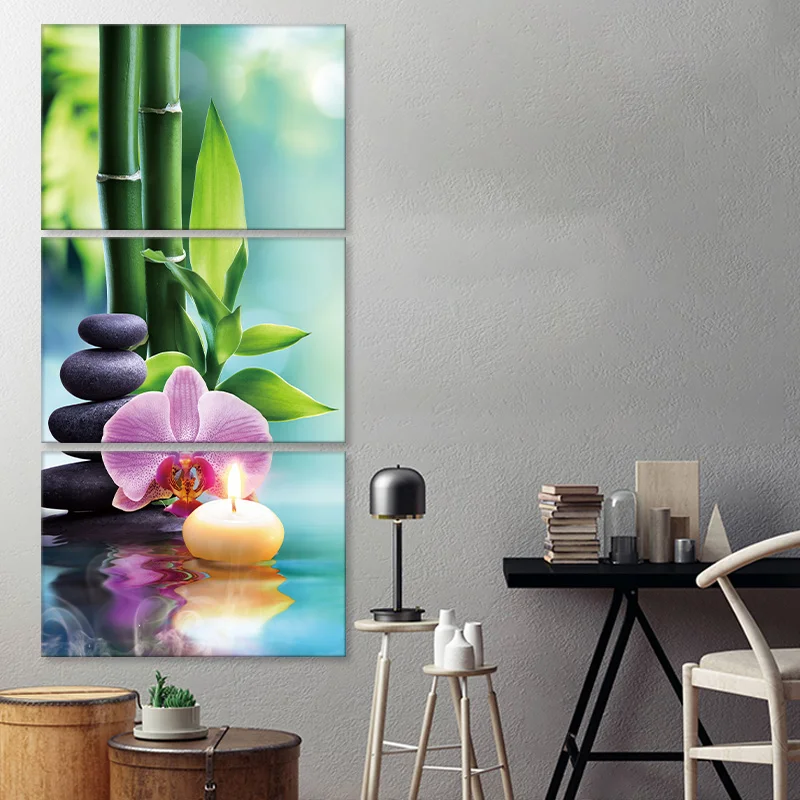 Современный цветок свеча бамбук постер дзен Печать Искусство холст живопись