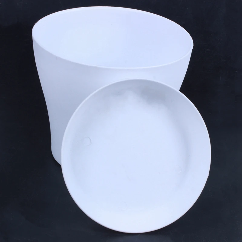 Пластиковый горшок для растений цветочный с блюдце поддон Круглый глянцевый