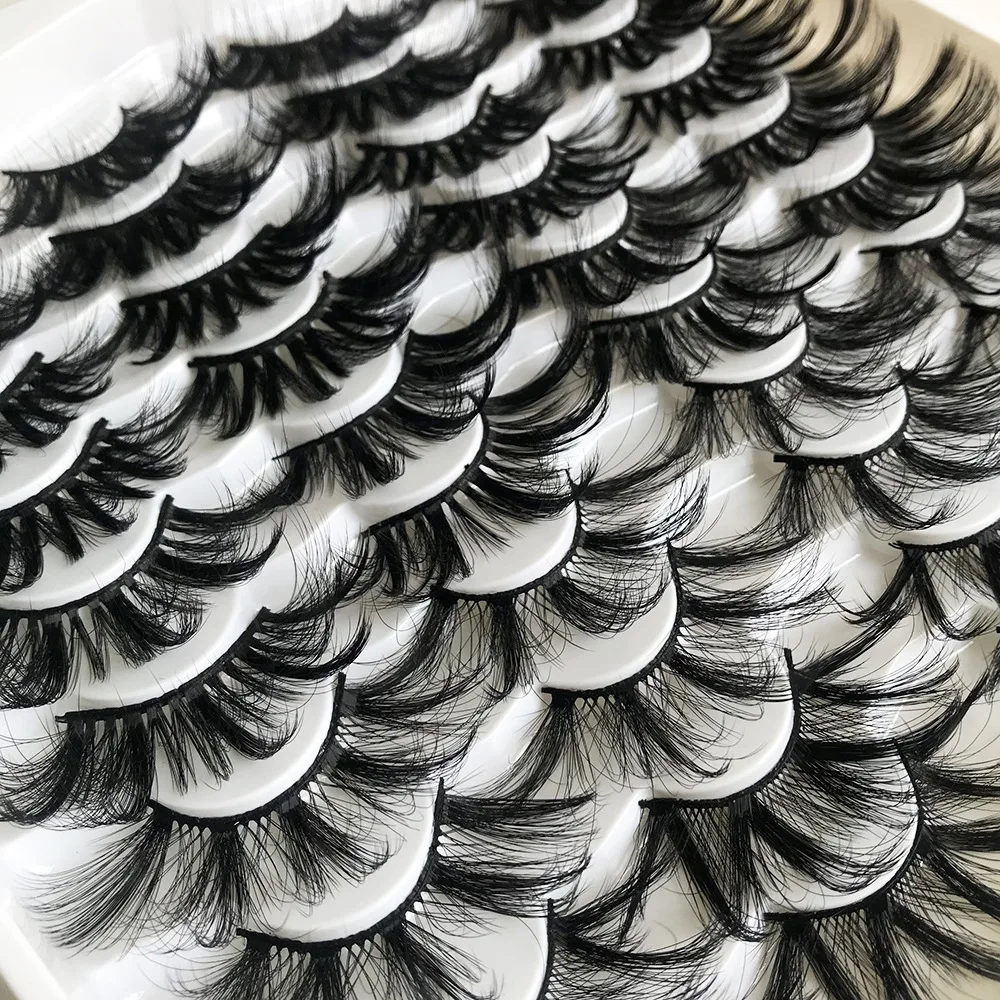 

Long Lasting False Mink Lashes 5D 20Pairs 25mm Multilayer Crisscross Wispy Dramatic Thick Natural Full Strip Eyelash Extension