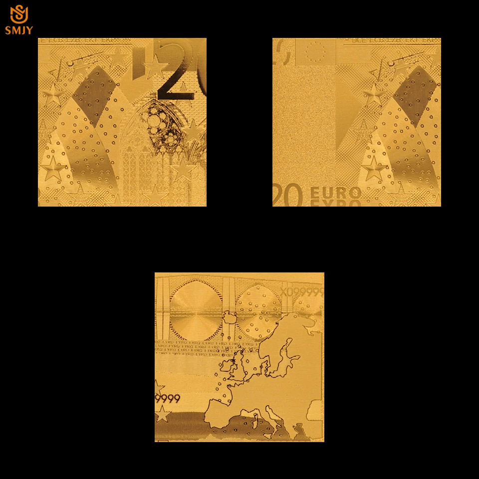 Золотая банкнота евро 20 банкноты позолоченные реплики реальные деньги для