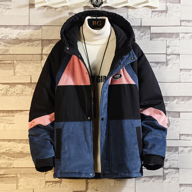 

Новинка 2021, мужское вельветовое пальто в гонконгском стиле для пар, теплое хлопковое зимнее пальто