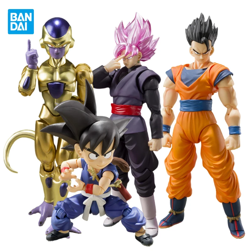 

Bandai SHF Dragon Ball Z Event Exclusive Color Golden Freeza Frieza Son Gohan Goku Black Son Gokou Action Figure Model Toys Gift