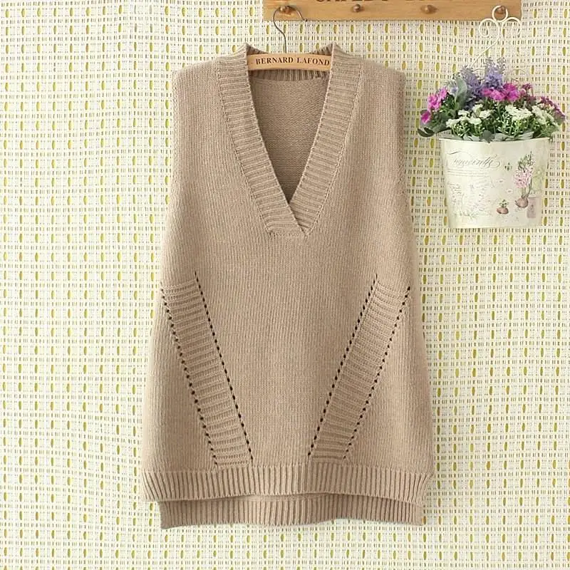 2019 женский новый модный осенний вязаный жилет большого размера плюс Свободный