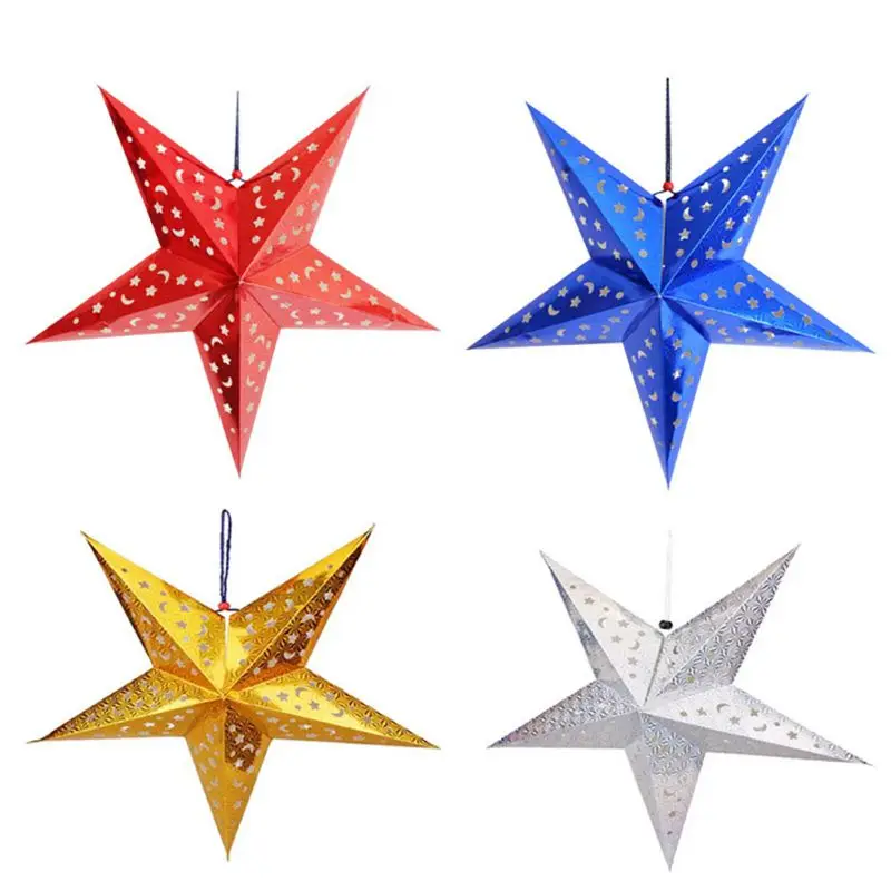 Лазерная бумажная Трехмерная пятиконечная звезда подвеска праздничное