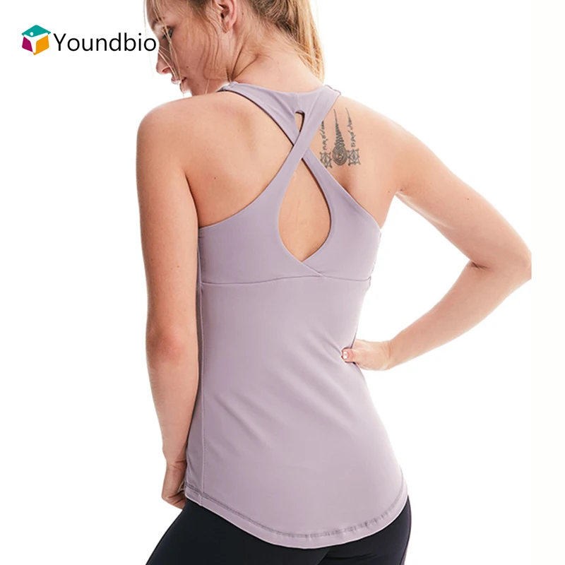 

YOUNDBIO Athletic Sleeveless Yoga Shirts Woman 2021 Backless Shirt Fitness Camisole Tanks Long Tops Female Workout Sports Vest
