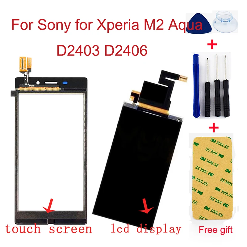 Для sony для Xperia M2 Aqua D2403 D2406 4G/LTE сенсорный экран дигитайзер стекло+ ЖК-дисплей панель монитор Замена