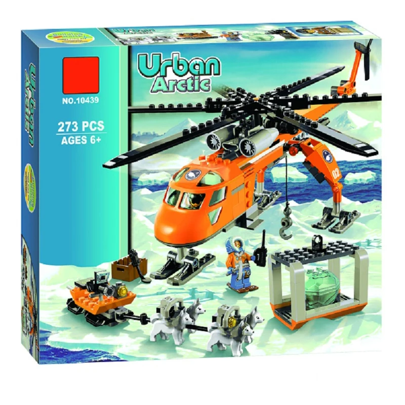 273 шт город Arctic Helicrane вертолет Хаски фигурка строительный блок модель наборы
